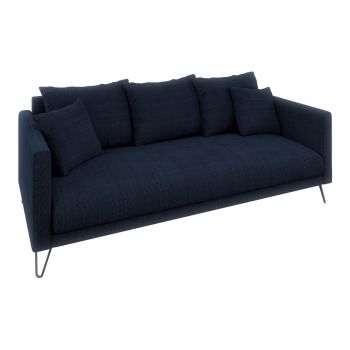 Canapea albastru-închis cu tapițerie din chenille 200 cm Freya – Ropez