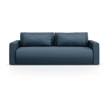 Canapea albastru-închis extensibilă/cu spațiu de depozitare 238 cm Belfast – Cosmopolitan Design