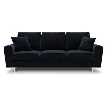 Canapea albastru-închis extensibilă, cu spațiu de depozitare cu tapițerie din catifea 235 cm Kyoto – Cosmopolitan Design