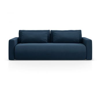Canapea albastru-închis extensibilă/cu spațiu de depozitare cu tapițerie din catifea 238 cm Belfast – Cosmopolitan Design