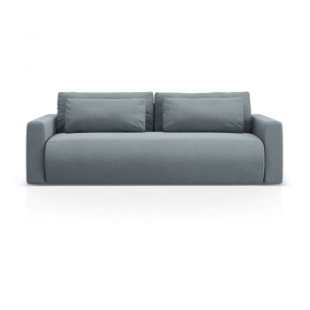 Canapea albastru prăfuit extensibilă/cu spațiu de depozitare cu tapițerie din catifea 238 cm Belfast – Cosmopolitan Design