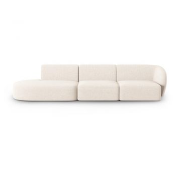 Canapea bej cu tapițerie din chenille cu colț pe partea dreaptă 311 cm Paolo – Milo Casa
