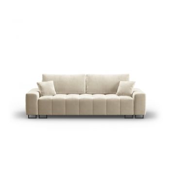 Canapea bej extensibilă, cu spațiu de depozitare cu tapițerie din catifea 250 cm Wicklow – Cosmopolitan Design