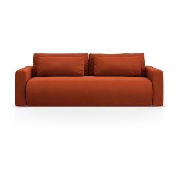 Canapea cărămizie extensibilă, cu spațiu de depozitare cu tapițerie din catifea 238 cm Belfast – Cosmopolitan Design