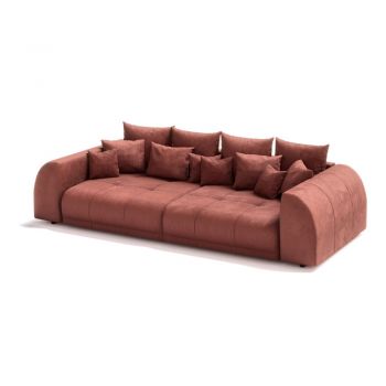 Canapea cărămizie extensibilă cu tapițerie din catifea reiată 310 cm Vanessa – Ropez