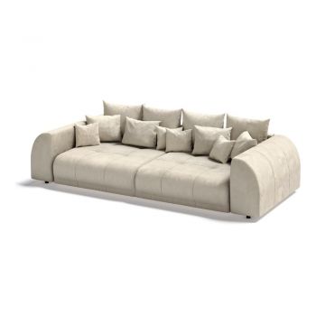 Canapea crem extensibilă cu tapițerie din catifea reiată 310 cm Vanessa – Ropez