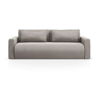 Canapea gri deschis extensibilă, cu spațiu de depozitare cu tapițerie din catifea 238 cm Belfast – Cosmopolitan Design