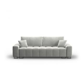 Canapea gri deschis extensibilă/cu spațiu de depozitare cu tapițerie din catifea 250 cm Wicklow – Cosmopolitan Design