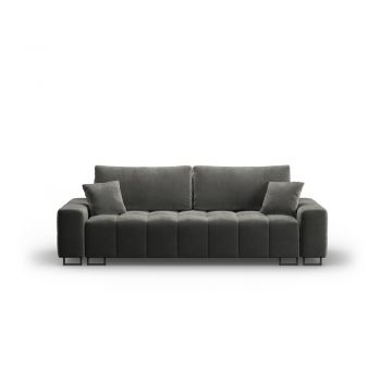 Canapea gri extensibilă, cu spațiu de depozitare cu tapițerie din catifea 250 cm Wicklow – Cosmopolitan Design