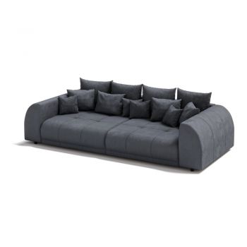 Canapea gri închis extensibilă cu tapițerie din catifea reiată 310 cm Vanessa – Ropez