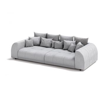 Canapea gri închis extensibilă cu tapițerie din catifea reiată 310 cm Vanessa – Ropez