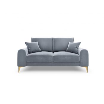 Canapea, Madara, Mazzini Sofas, 2 locuri, gold legs, 172x102x90 cm, catifea, albastru deschis