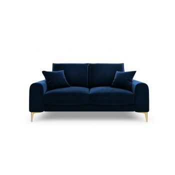 Canapea, Madara, Mazzini Sofas, 2 locuri, gold legs, 172x102x90 cm, catifea, albastru regal