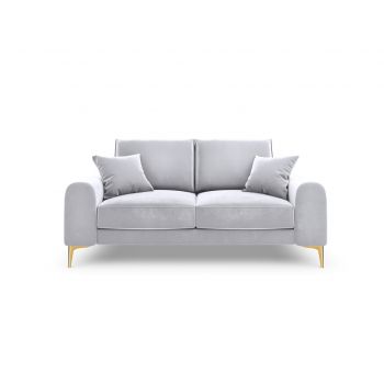 Canapea, Madara, Mazzini Sofas, 2 locuri, gold legs, 172x102x90 cm, catifea, argintiu