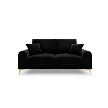 Canapea, Madara, Mazzini Sofas, 2 locuri, gold legs, 172x102x90 cm, catifea, negru