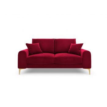 Canapea, Madara, Mazzini Sofas, 2 locuri, gold legs, 172x102x90 cm, catifea, rosu vin