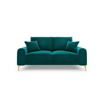 Canapea, Madara, Mazzini Sofas, 2 locuri, gold legs, 172x102x90 cm, catifea, turcoaz