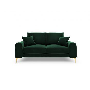 Canapea, Madara, Mazzini Sofas, 2 locuri, gold legs, 172x102x90 cm, catifea, verde bottle