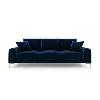 Canapea, Madara, Mazzini Sofas, 3 locuri, gold legs, 222x102x90 cm, catifea, albastru regal