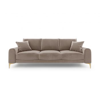Canapea, Madara, Mazzini Sofas, 3 locuri, gold legs, 222x102x90 cm, catifea, bej
