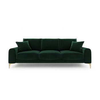 Canapea, Madara, Mazzini Sofas, 3 locuri, gold legs, 222x102x90 cm, catifea, verde bottle