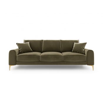 Canapea, Madara, Mazzini Sofas, 3 locuri, gold legs, 222x102x90 cm, catifea, verde