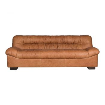 Canapea maro coniac cu tapițerie din piele 214 cm Douglas – Dutchbone