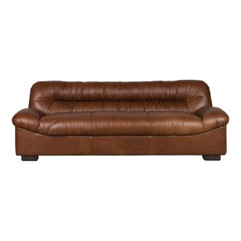 Canapea maro cu tapițerie din piele 214 cm Douglas – Dutchbone