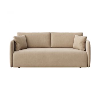Canapea maro deschis extensibilă cu tapițerie din catifea 220 cm Chaum – Rodier