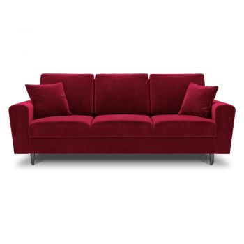 Canapea roșie extensibilă, cu spațiu de depozitare cu tapițerie din catifea 235 cm Kyoto – Cosmopolitan Design