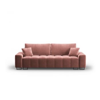 Canapea roz extensibilă, cu spațiu de depozitare cu tapițerie din catifea 250 cm Wicklow – Cosmopolitan Design
