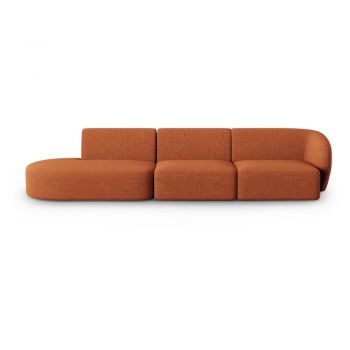 Canapea teracotă cu tapițerie din chenille cu colț pe partea dreaptă 311 cm Paolo – Milo Casa
