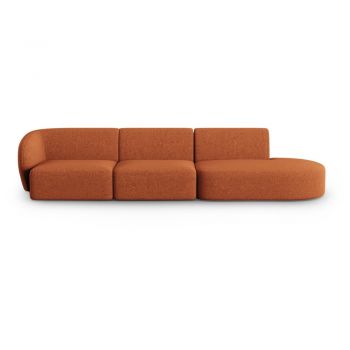 Canapea teracotă cu tapițerie din chenille cu colț pe partea stângă 311 cm Paolo – Milo Casa