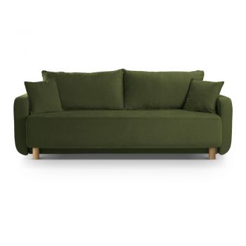 Canapea verde extensibilă, cu spațiu de depozitare 231 cm Elen – Micadoni