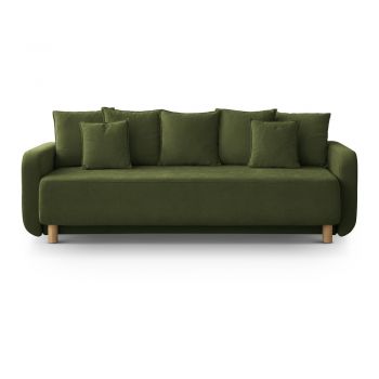 Canapea verde extensibilă, cu spațiu de depozitare 231 cm Elen – Micadoni