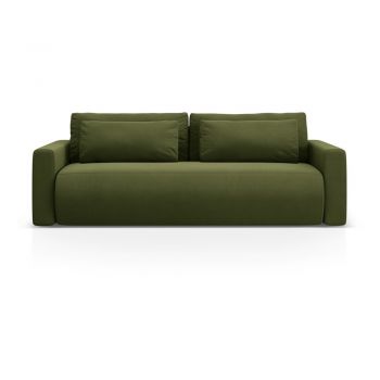 Canapea verde extensibilă/cu spațiu de depozitare cu tapițerie din catifea 238 cm Belfast – Cosmopolitan Design