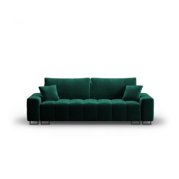 Canapea verde extensibilă/cu spațiu de depozitare cu tapițerie din catifea 250 cm Wicklow – Cosmopolitan Design