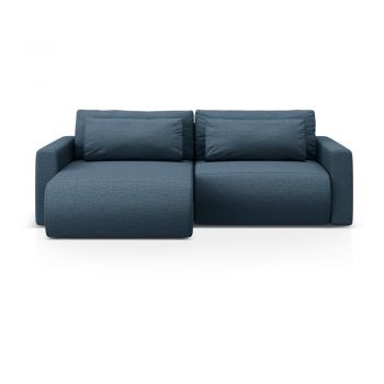 Colțar albastru închis extensibil, cu spațiu de depozitare Belfast – Cosmopolitan Design