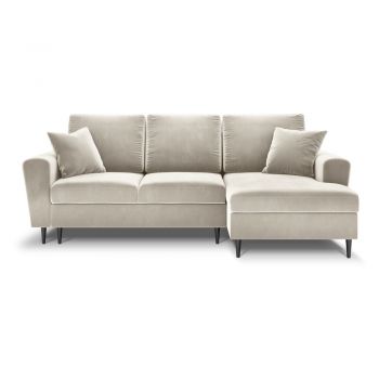Colțar bej extensibil, cu spațiu de depozitare cu tapițerie din catifea (cu colț pe partea dreaptă, cu șezlong) Kyoto – Cosmopolitan Design Colțar bej extensibil, cu spațiu de depozitare cu tapițerie din catifea (cu colț pe partea dreaptă, cu șezlong) Kyoto – Cosmopolitan Design