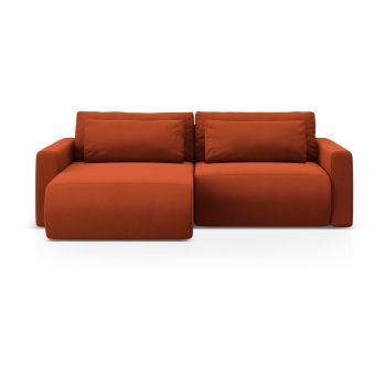 Colțar cărămiziu extensibil, cu spațiu de depozitare cu tapițerie din catifea Belfast – Cosmopolitan Design Colțar cărămiziu extensibil, cu spațiu de depozitare cu tapițerie din catifea Belfast – Cosmopolitan Design