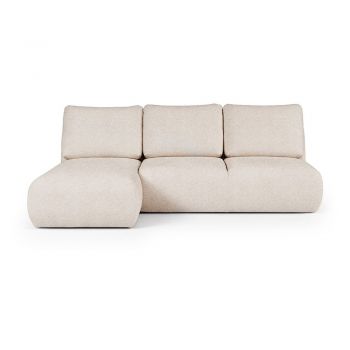 Colțar crem cu tapițerie din țesătură bouclé (cu colț pe partea stângă/cu șezlong) Mirel – Rodier