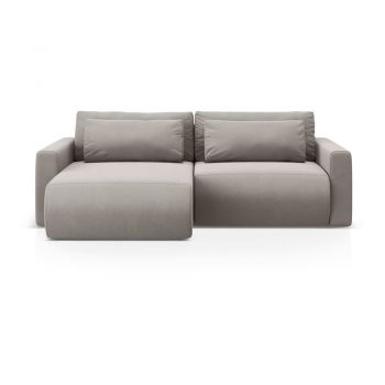 Colțar gri deschis extensibil/cu spațiu de depozitare cu tapițerie din catifea Belfast – Cosmopolitan Design