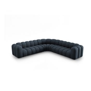 Colțar modular albastru cu tapițerie din chenille Lupine – Micadoni