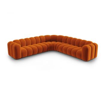 Colțar modular cărămiziu cu tapițerie din catifea Lupine – Micadoni