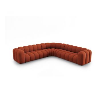 Colțar modular cărămiziu cu tapițerie din chenille Lupine – Micadoni