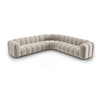Colțar modular crem cu tapițerie din catifea Lupine – Micadoni