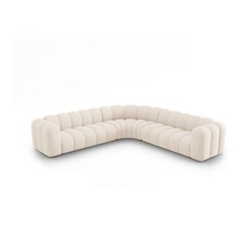 Colțar modular crem cu tapițerie din chenille Lupine – Micadoni