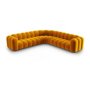 Colțar modular galben cu tapițerie din catifea Lupine – Micadoni