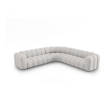Colțar modular gri deschis cu tapițerie din chenille Lupine – Micadoni