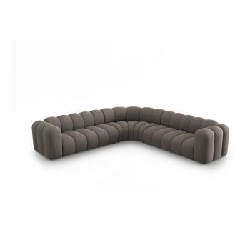 Colțar modular gri închis cu tapițerie din chenille Lupine – Micadoni